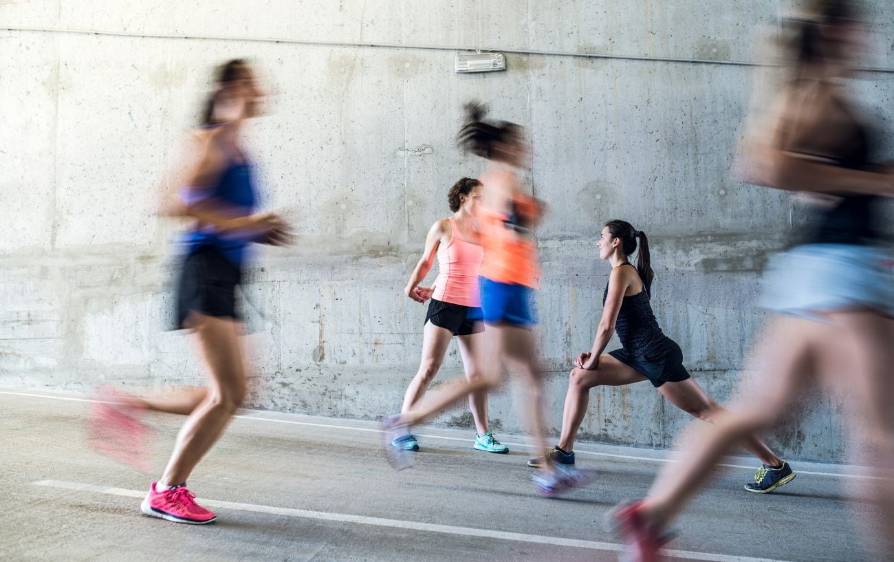 a group of women running