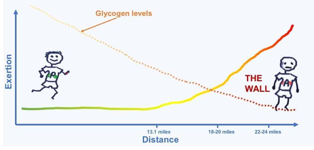 Exertion Glycogen marathon length