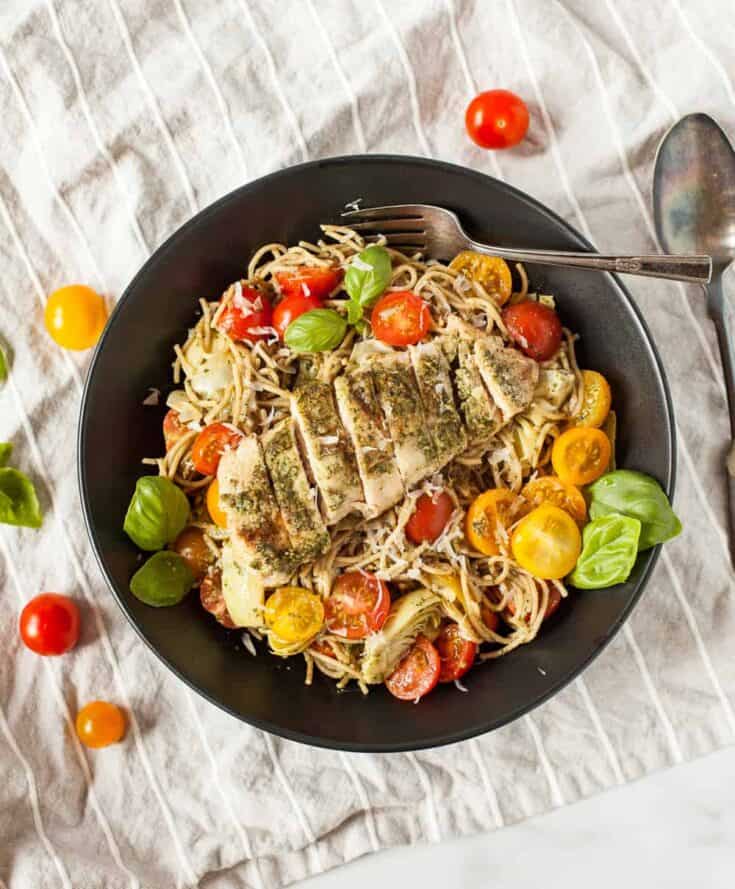 Healthy Chicken Pasta Recipe: Grilled Chicken Pesto Pasta