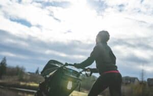 a marathon girl Running with a stroller