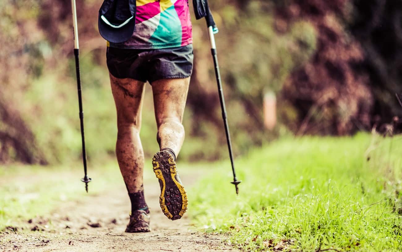 Running with clearance trekking pole