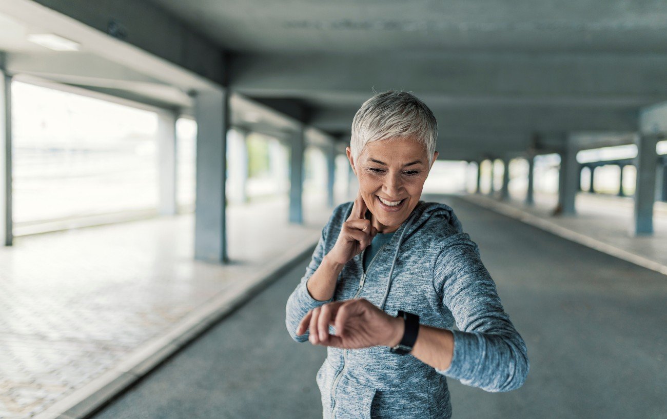 A person checking their heart rate.