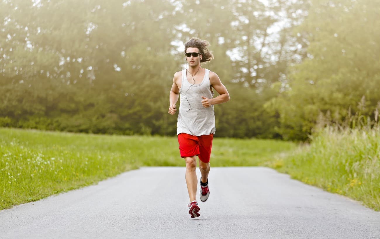 Jogging store with glasses