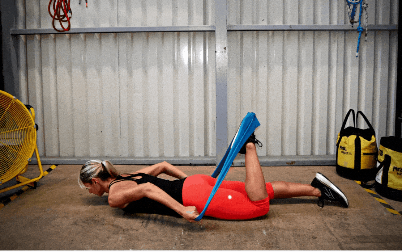 The 9 Best Quad Stretches For Runners: Stretching Guide 11 Prone quad stretch with resistance band
