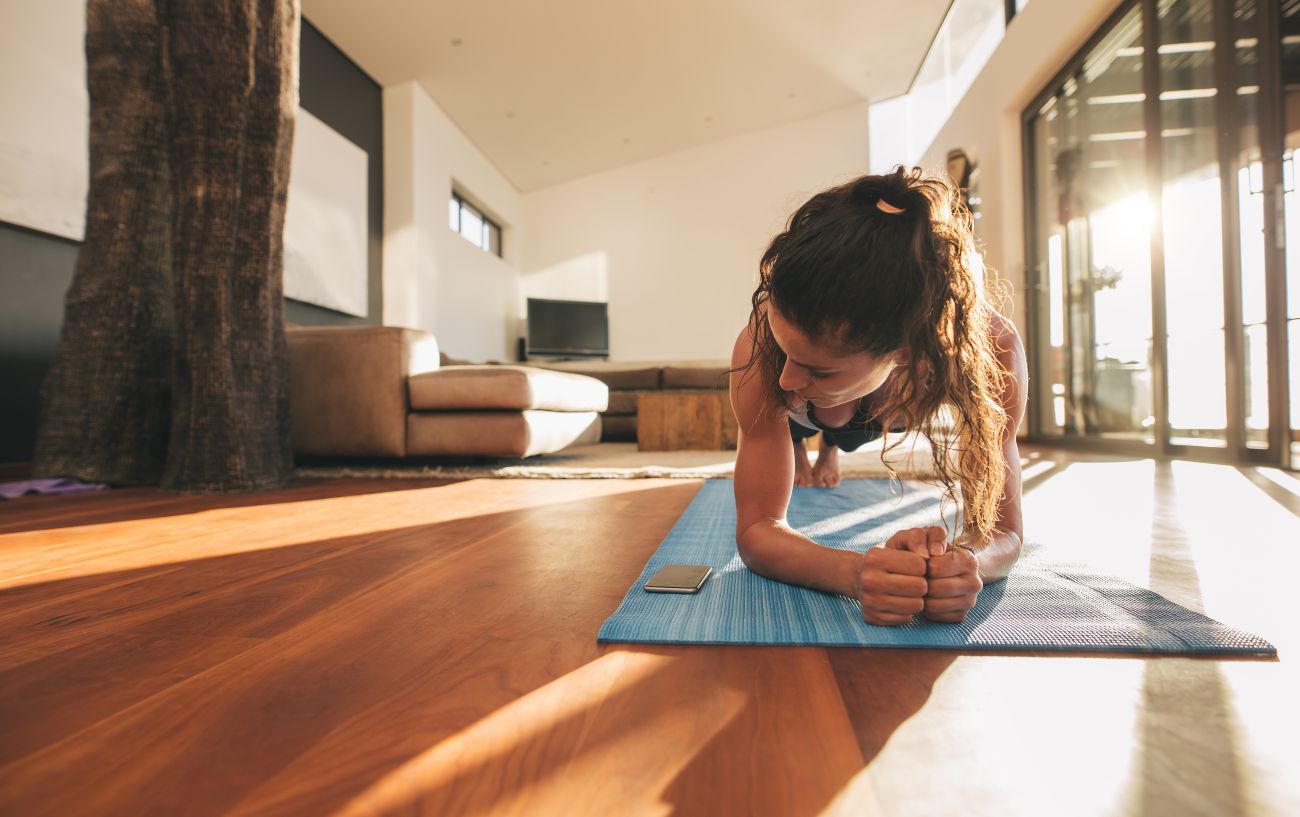 A person doing a plank.