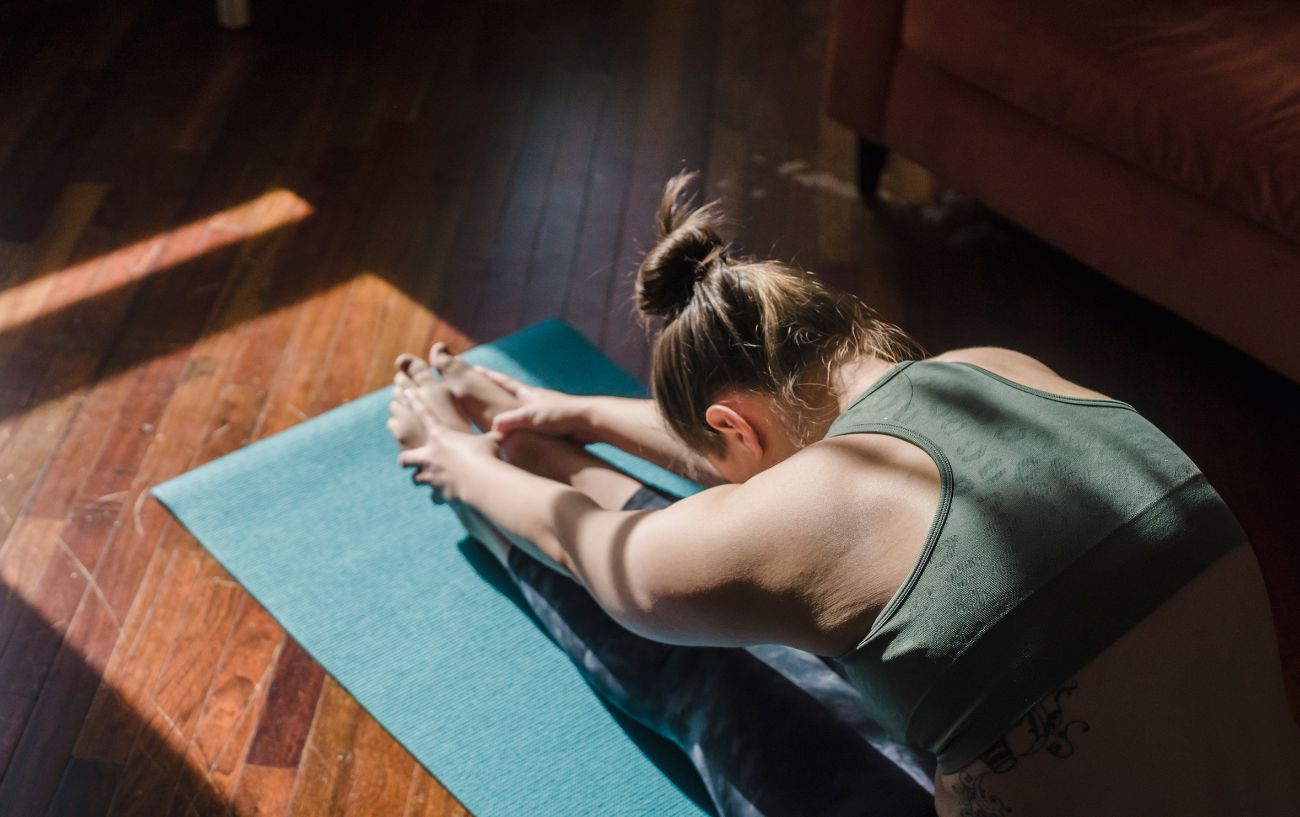 A person stretching.