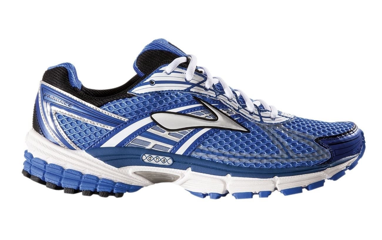 A blue Brooks shoe.