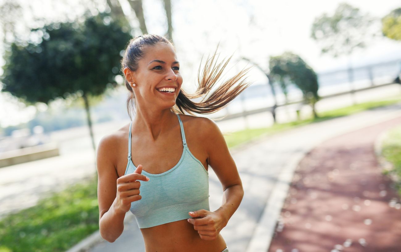 A person jogging on a track.