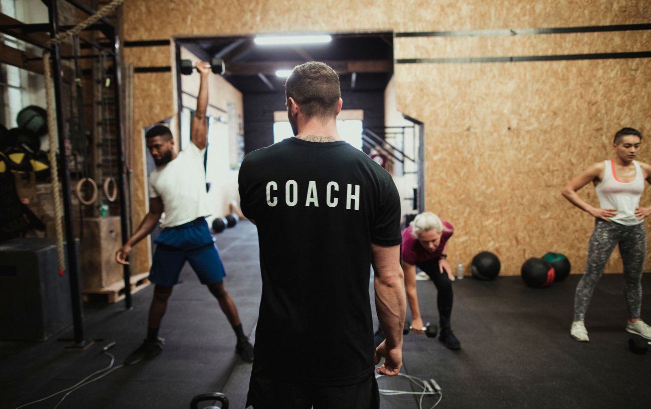 A coach in a gym.