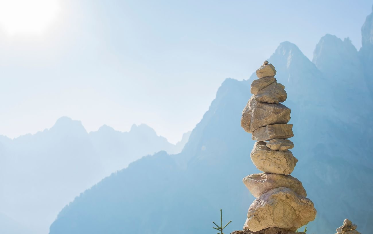 Stacked rocks in the mountain.