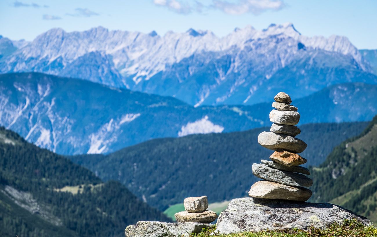 Stacked rocks in the mountain.