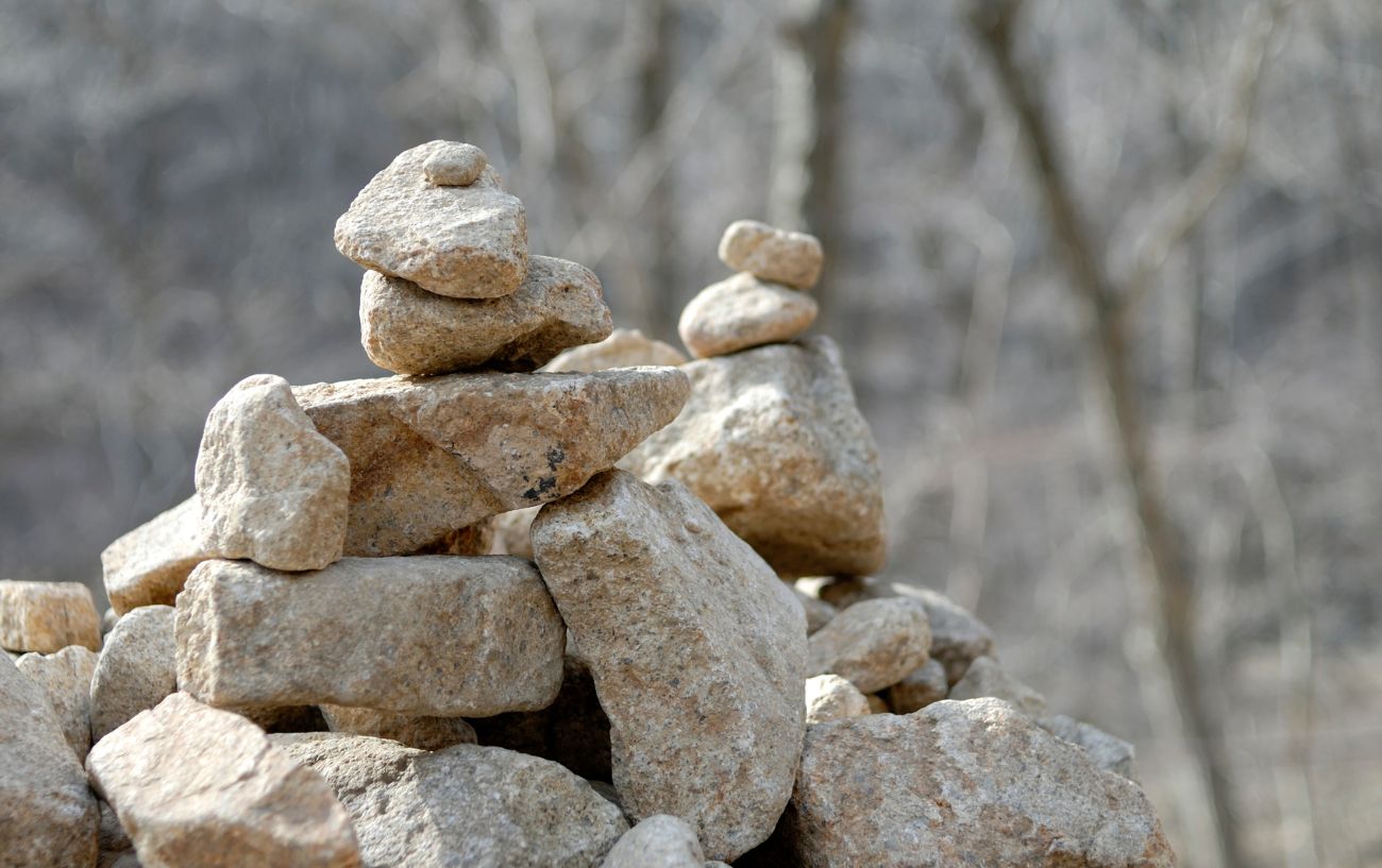 Stacked rocks in the mountain.