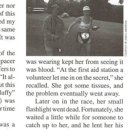 Janice Anderson on the course. Courtesy of Janice Anderson.
