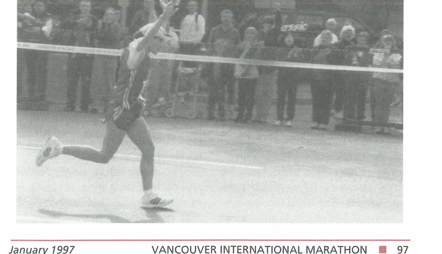 Vancouver International Marathon 10 A runner crosses the finish line at the Vancouver International Marathon.