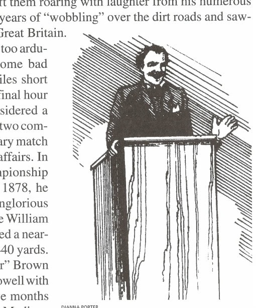 Edward Payson Weston combines walking feats with lectures on the joys of walking.