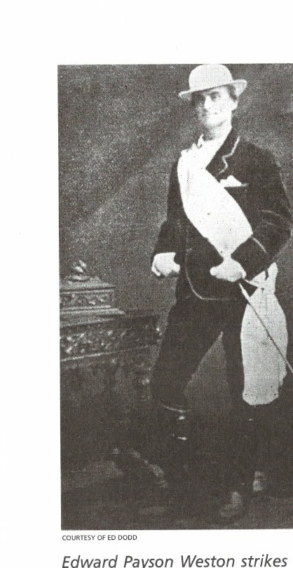 Edward Payson Weston strikes a royal pose after his victory in the Fourth Astley Belt race.