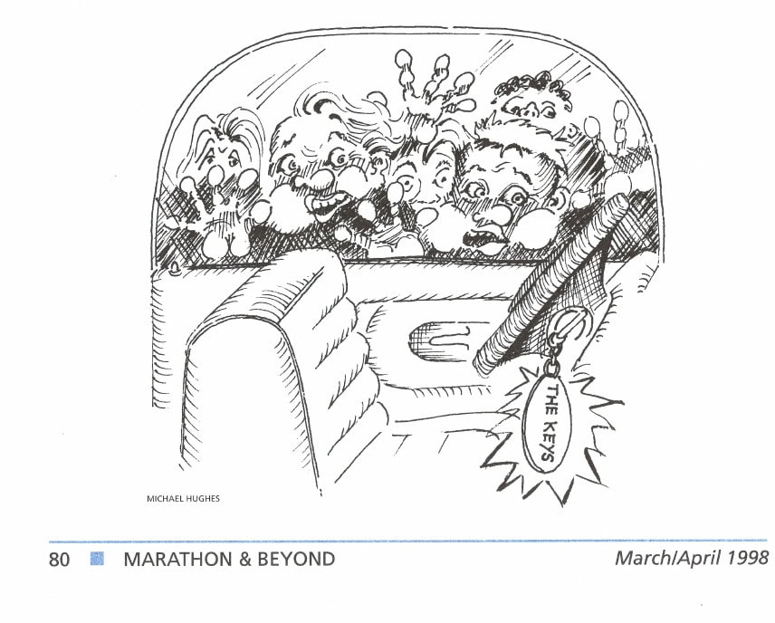 The Champion of the Chip 8 Illustration by Michael Hughes: reporters and camera crews crowd around the van incident.