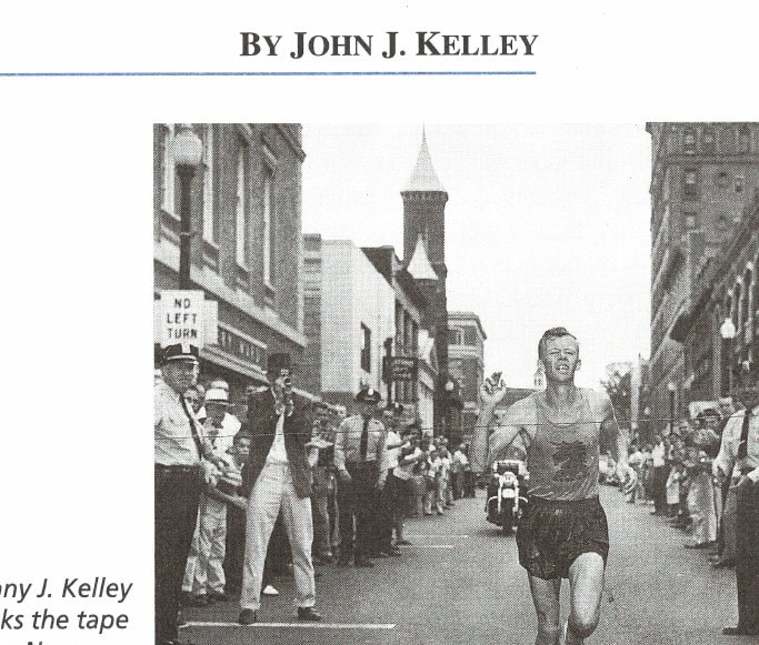 The Champion of the Chip 9 Johnny J. Kelley breaks the tape at the New England 30K in New London, Conn.