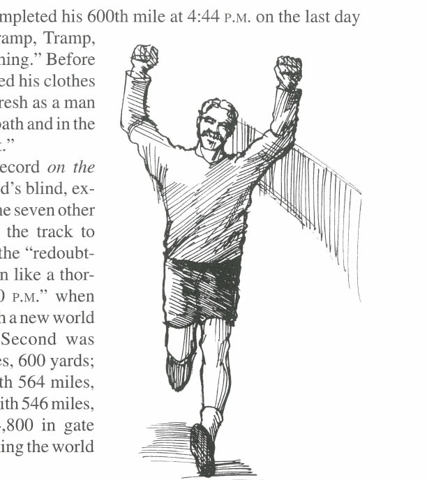 James Albert breaking Patrick Fitzgerald's record for distance in a six-day race.