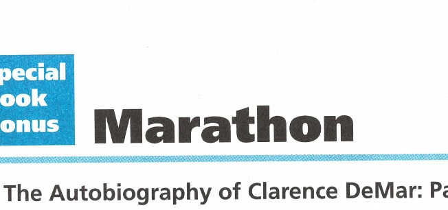 Cover of Marathon by Clarence DeMar, published by The New England Press