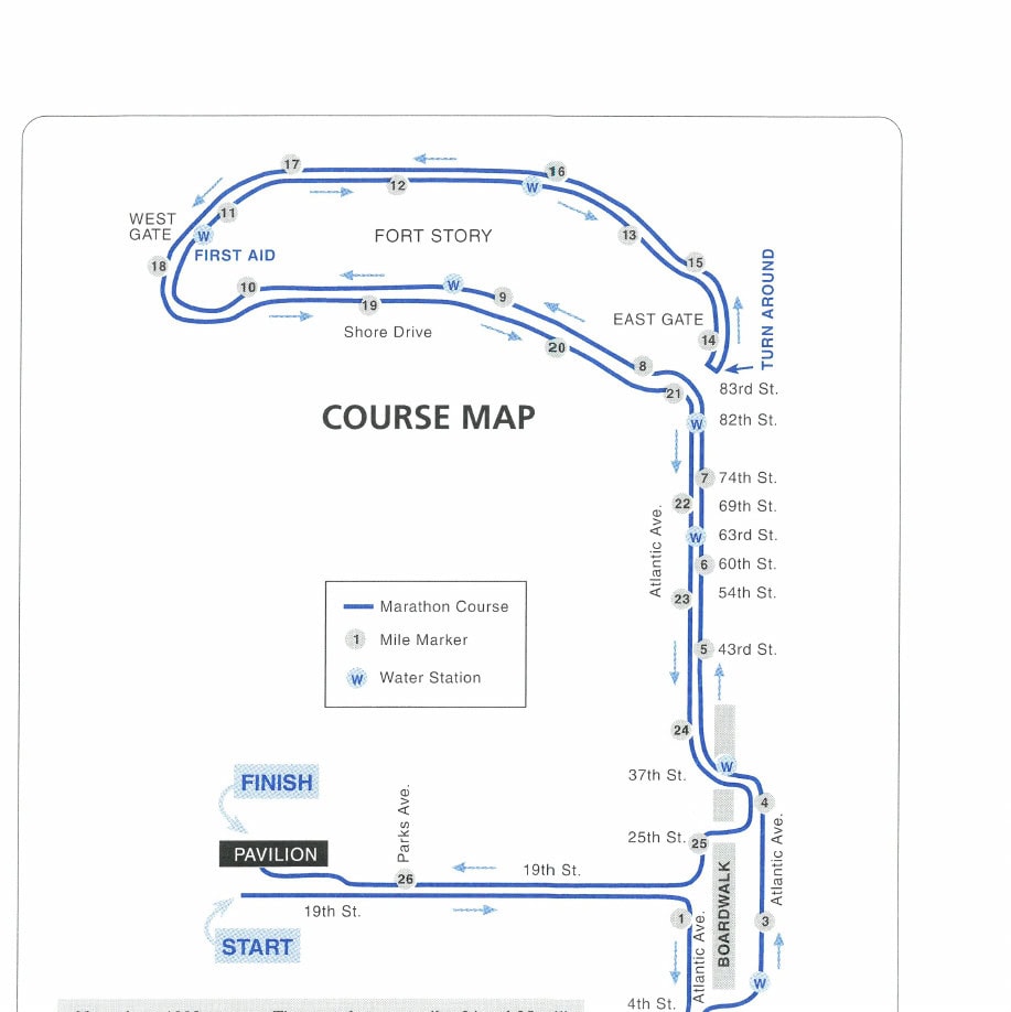 Shamrock Sportsfest Marathon 8 Course Map of the Shamrock Sportsfest Marathon, Virginia Beach