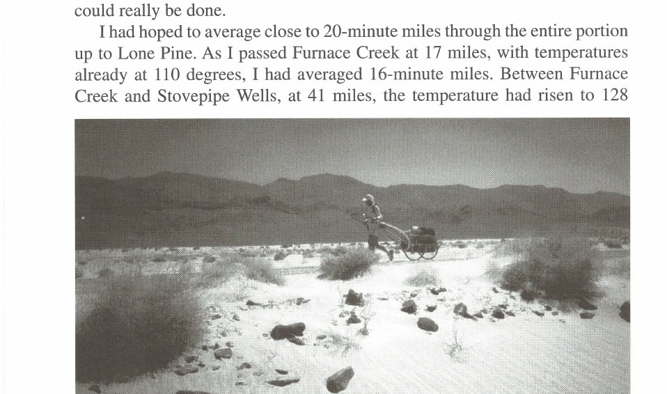 My Most Unforgettable Ultramarathon 12 Marshall passes the dunes near Stovepipe Wells at 41 miles.