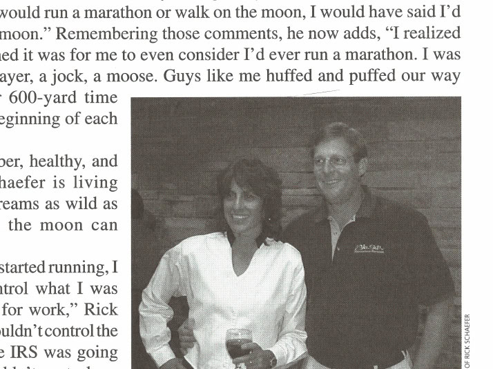 Running on the Moon 8 Rick with his wife Karen, whom he met through the Clydesdale group.
