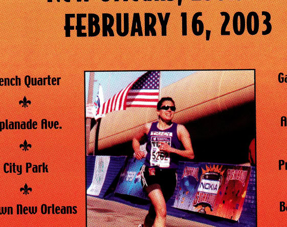 My Most Unforgettable Marathon 11 Runner competing at the Mardi Gras Marathon, New Orleans. Photo by Marathon Foto.