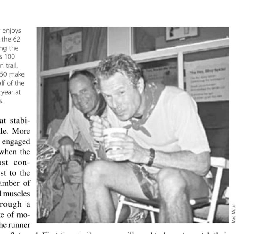 Run for Your Life 8 The author enjoys some soup at the 62 mile mark along the Western States 100 Endurance Run trail. Runners over 50 make up close to half of the finishers each year at Western States.