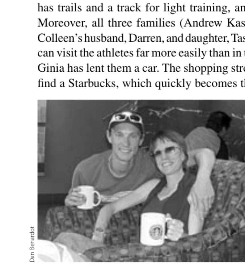 They Practice On Mountains 17 Andrew and Deena Kastor relax at Starbucks, the informal family headquarters.