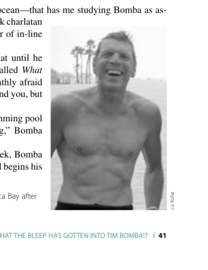 Tim Bomba emerging from Santa Monica Bay after his daily ocean swim.