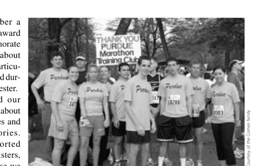 Give Itthat Good Old Collegetry 8 Ben, center, with some of the Purdue runners before the start of the marathon.
