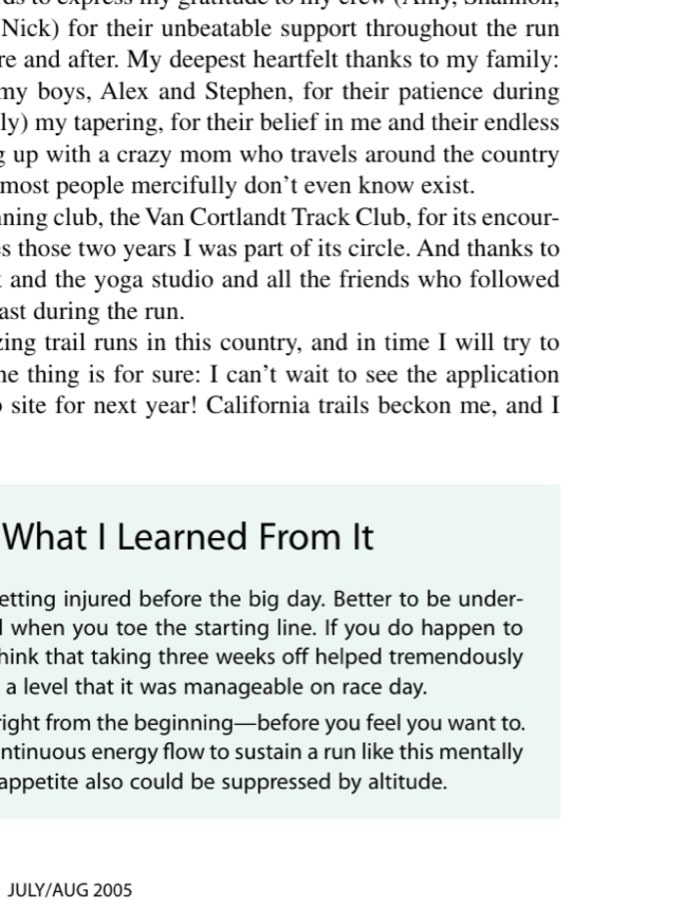 My Most Unforgettable Ultramarathon (Vol. 9, No. 4) 20 Finally!