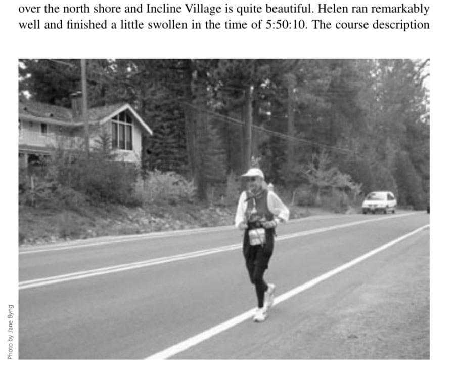 Triple Threat 14 Day 2, running through Incline Village, bruised but running strong.