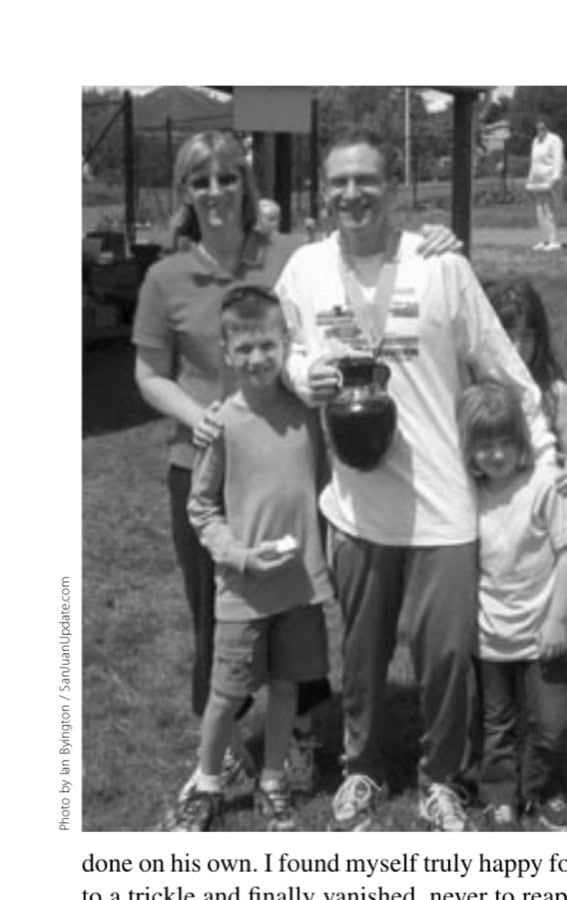 The Hersh family at the San Juan Island Marathon awards ceremony after Craig's first-place finish.