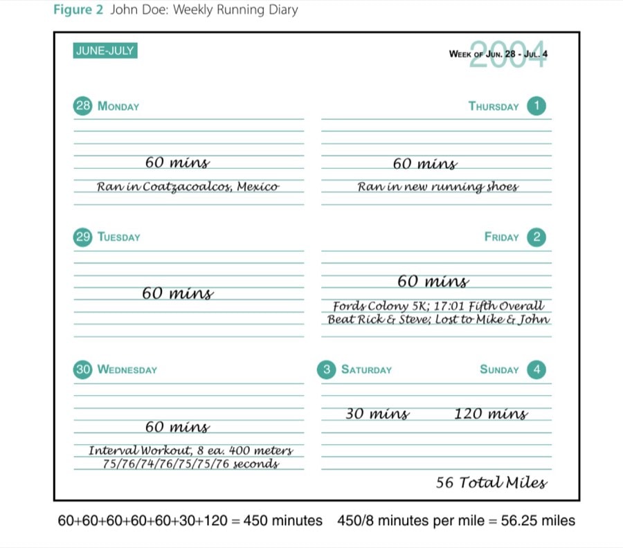 The Lifetime Running Profile 9 Figure 2 John Doe: Weekly Running Diary