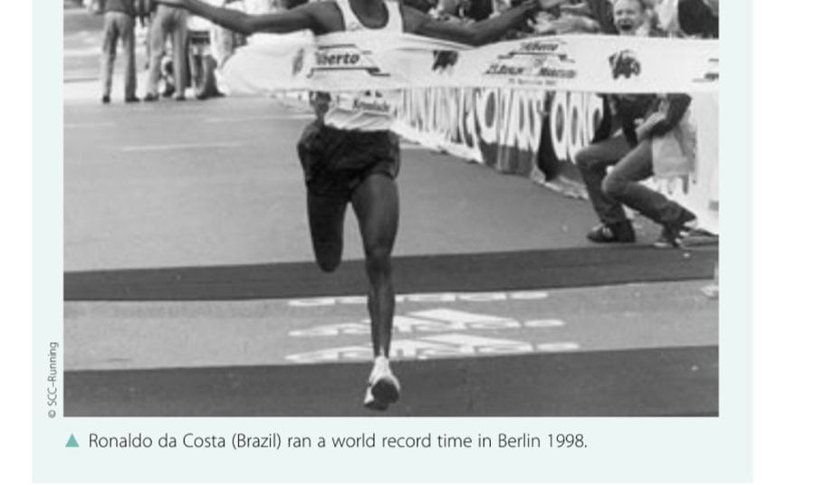 Ronaldo da Costa (Brazil) ran a world record time in Berlin 1998.