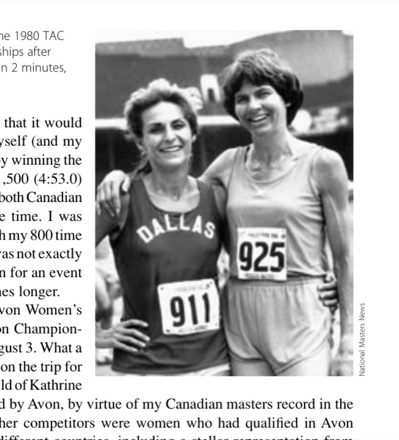 The author (right) at the 1980 TAC Masters Track Championships after winning the 800 meters in 2 minutes, 20 seconds.