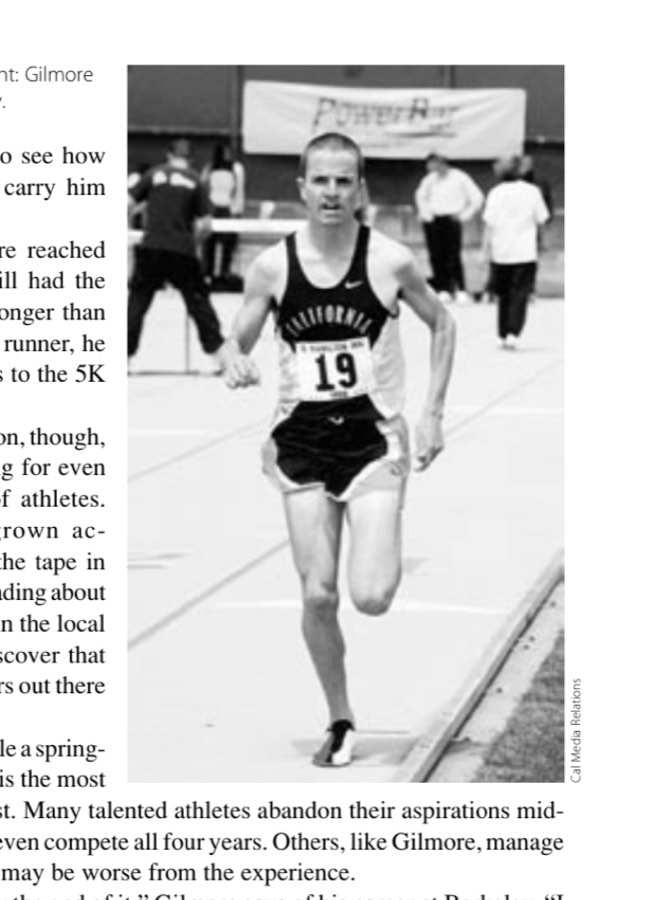 A Golden Bear in full flight: Gilmore competing for U.C. Berkeley.