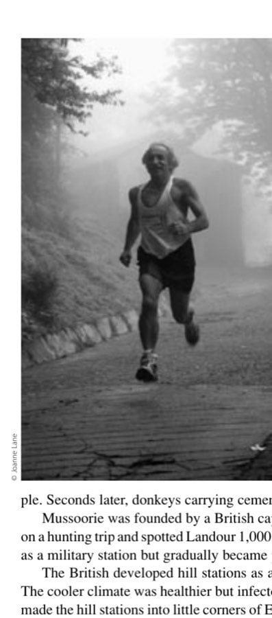 Peter Lane running through monsoon mist in Mussoorie.