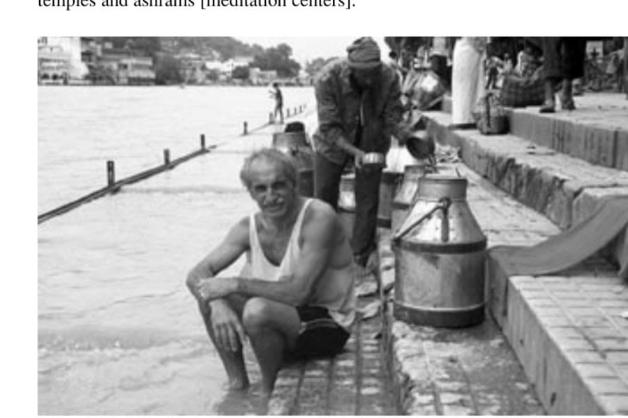 Peter Lane rests by the Ganges River in Haridwar.
