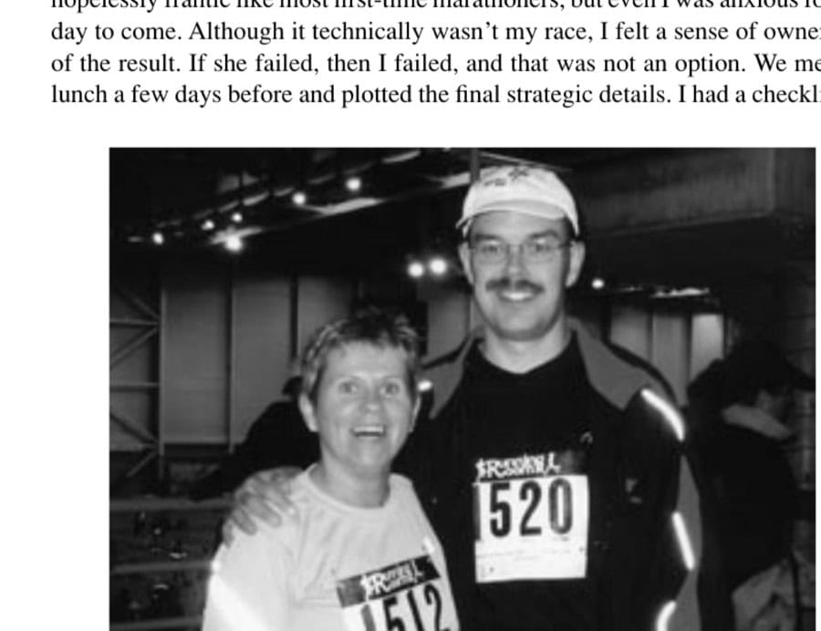 My Most Unforgettable Marathon: May/June 2006 7 Prerace calm: Cathy and Lorne just before the race.
