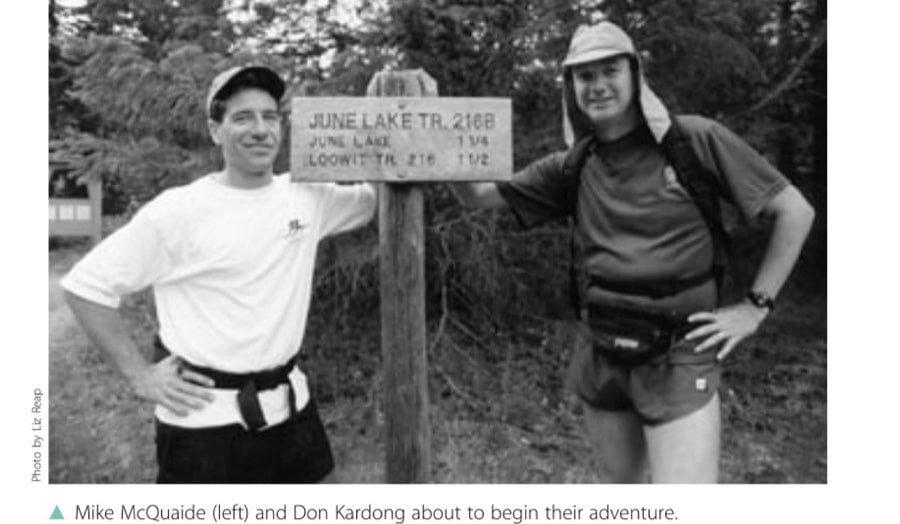 Mike McQuaide (left) and Don Kardong about to begin their adventure.