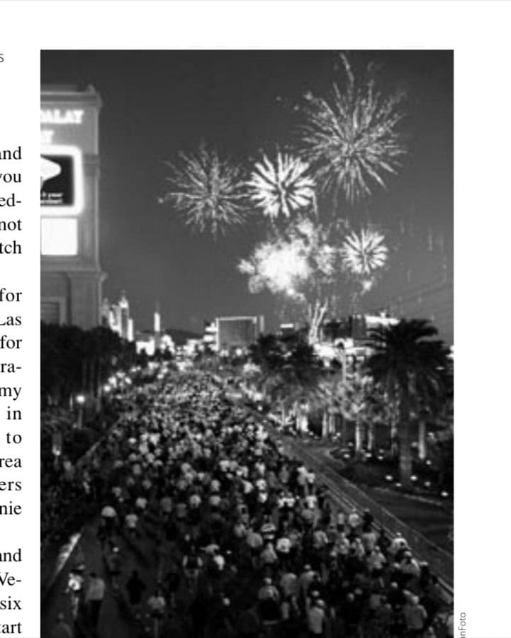 The New Las Vegas Marathon 9 Fireworks light up Las Vegas Boulevard at the start of the race.