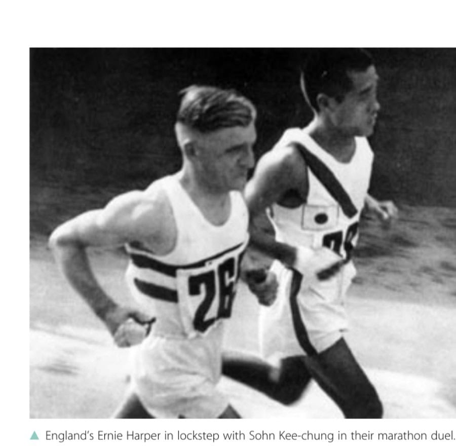 The Naziolympics 12 England's Ernie Harper in lockstep with Sohn Kee-chung in their marathon duel.
