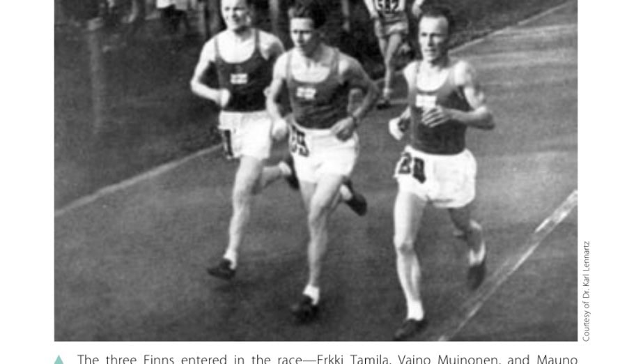 The Phantom Hero 19 The three Finns entered in the race—Erkki Tamila, Vaino Muinonen, and Mauno Tarkiainen—work together in the early miles.