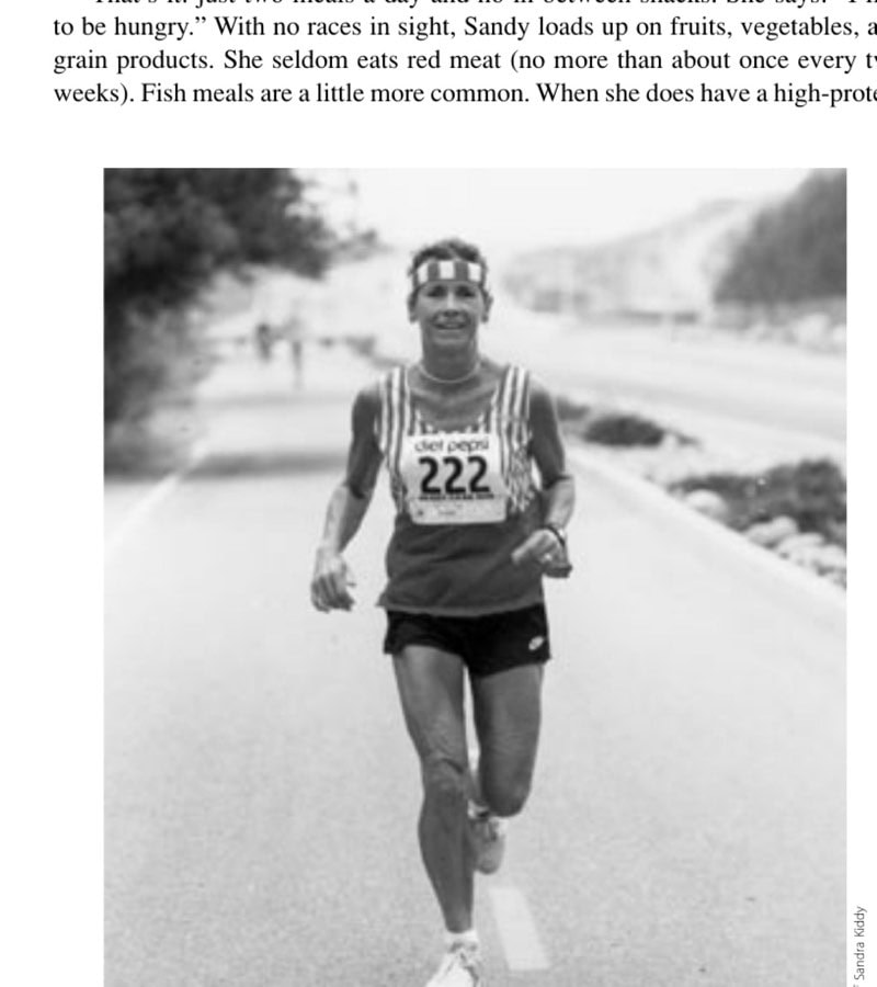 Matriarchs Of The Ultra 14 Sandy, at age 48, running one of the marathons she liked to use for her speed work.