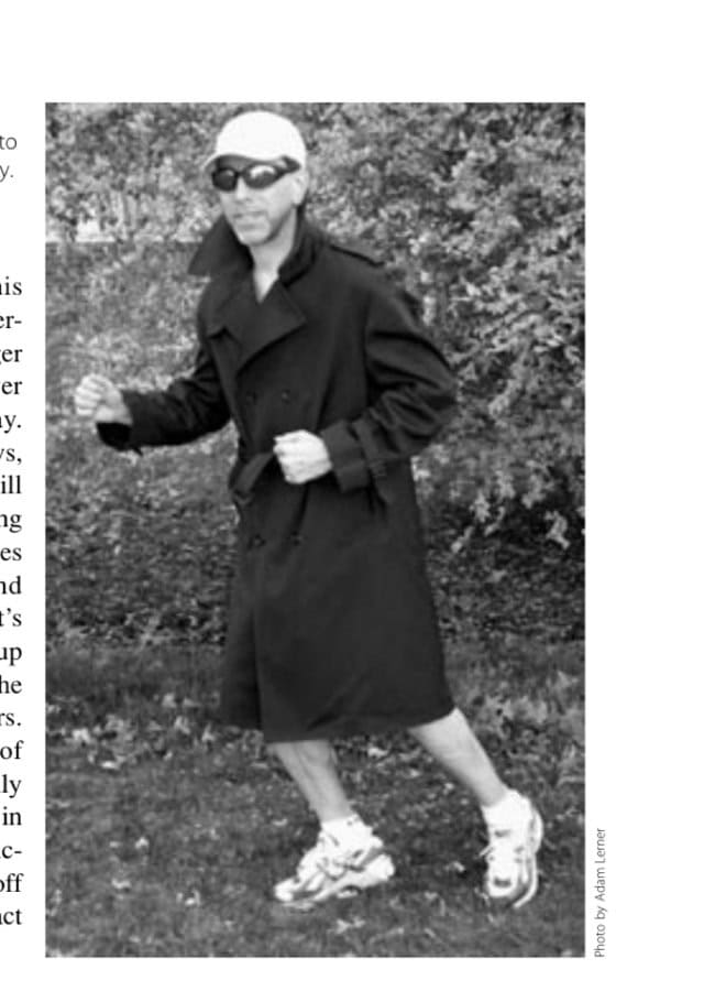 Running streaker Steve Lerner set to expose himself to the faded light of another day.