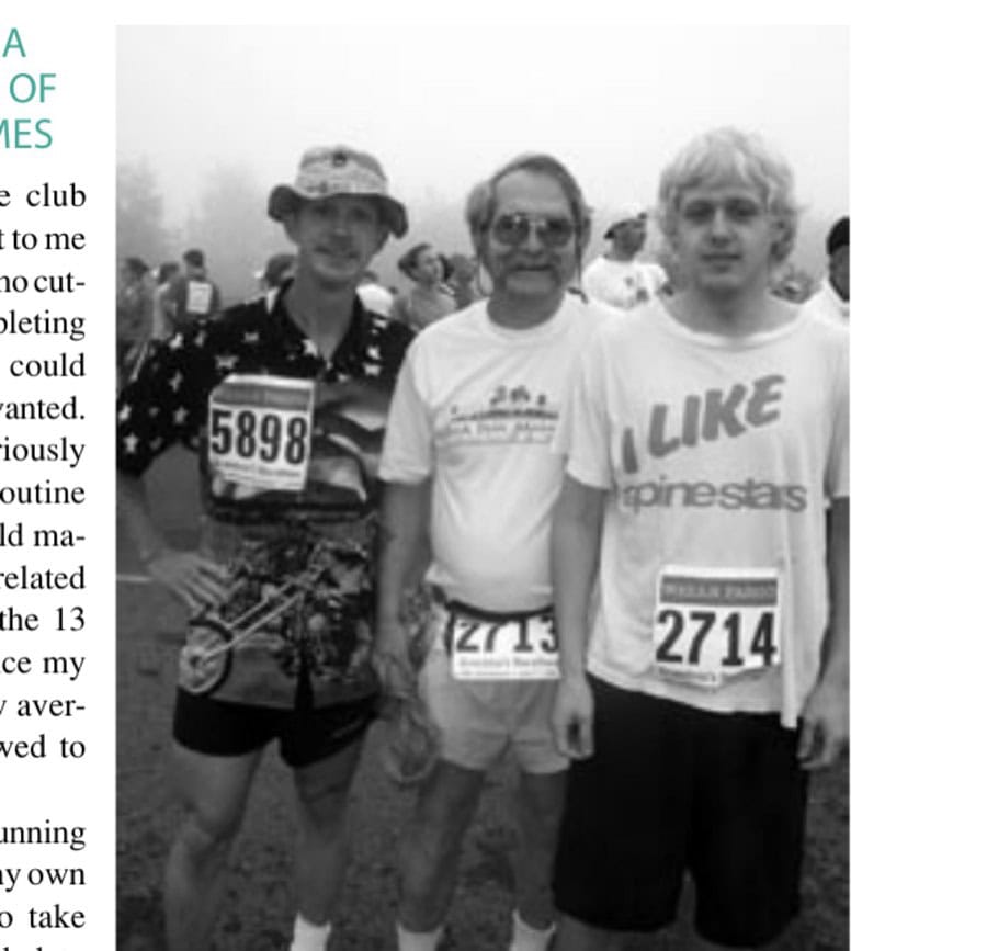 Eddie at the 2006 Grandma's Marathon in Duluth, Minnesota, with his uncle, Bob Hildebrandt, and his cousin, Dietrick Hildebrandt, who won the Humpy's Marathon in Anchorage in August.