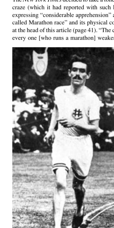 Alf Shrubb in his prime as a world-record breaker, on a grass track in England, about 1903.